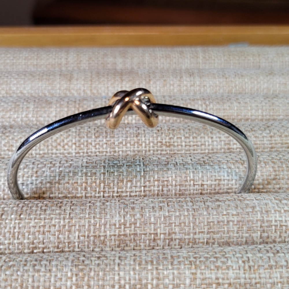 MVMT Stainless Steel Cuff Bracelet with 8K Rose Gold Plated Knot - Picture 2 of 10